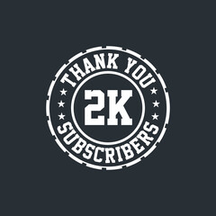 Fototapeta na wymiar Thank you 2000 Subscribers celebration, Greeting card for 2k social Subscribers.