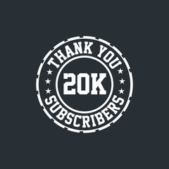 Thank you 20000 Subscribers celebration, Greeting card for 20k social Subscribers.