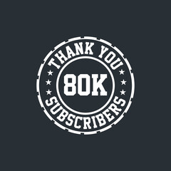 Thank you 80000 Subscribers celebration, Greeting card for 80k social Subscribers.