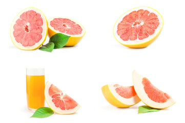 Set of citrus grandis on a white background