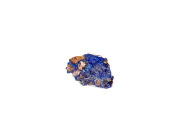 Macro mineral stone Malachite and Azurite against white background