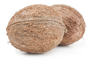Coconut close-up isolated on white background