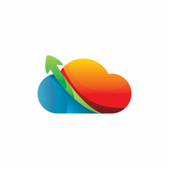 full color cloud arrow logo design
