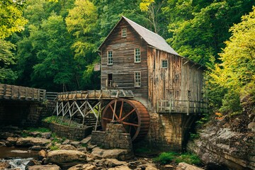 Glade Creek Grist Mill, at Babcock State Park in the New River Gorge, West Virginia