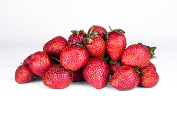 Sweet ripe strawberry on  white background. Summer berries close up image.