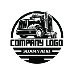 Trucking company logo, semi truck logo, 18 wheeler ready made logo template set vector isolated © Ryantha