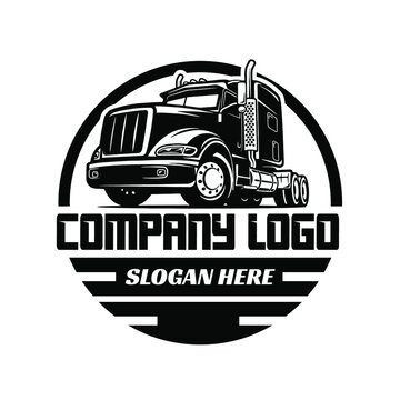Trucking company logo, semi truck logo, 18 wheeler ready made logo template set vector isolated