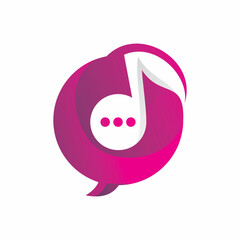 circle music note chat logo design