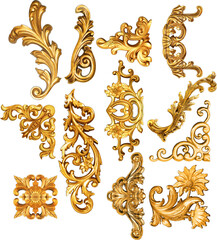 golden baroque and  ornament elements - obrazy, fototapety, plakaty
