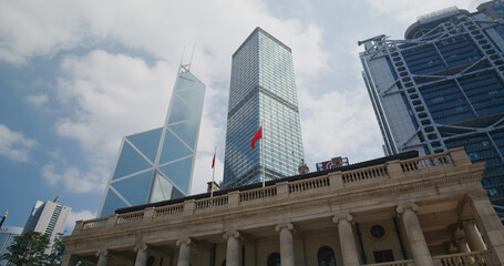 Naklejka premium Office tower in Hong Kong city
