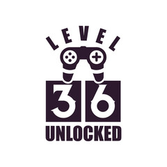 36th Birthday for Gaming lovers Level 36 Unlocked