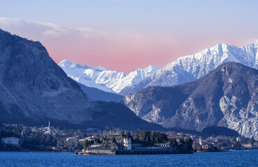 Fototapeta premium winter landscape.Stresa,italian lakes,Piedmont.Italy.