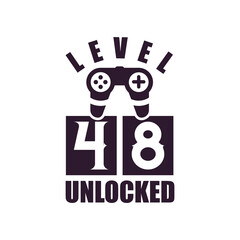 48th Birthday for Gaming lovers Level 48 Unlocked