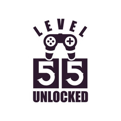55th Birthday for Gaming lovers Level 55 Unlocked