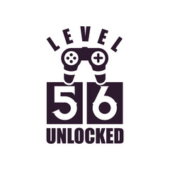 56th Birthday for Gaming lovers Level 56 Unlocked