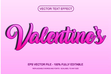 Valentine pink text effect and editable text effect Premium Vector