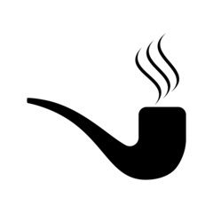 Smoking pipe icon with smoke for web and mobile isolated on white background