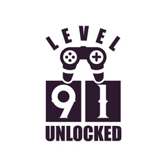 91st Birthday for Gaming lovers Level 91 Unlocked