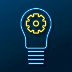 light bulb idea neon sign, modern glowing banner design, colorful modern design trend. Vector illustration.