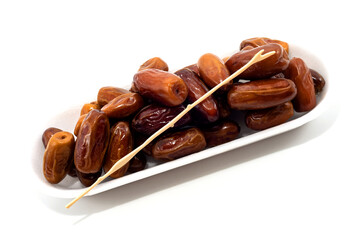 Dates in a white organic box on a white background. Date isolate