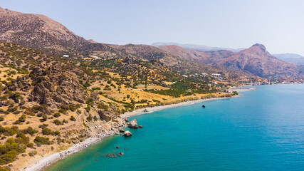Fototapeta na wymiar Beautiful greek seascape at sunny day. Place of south Crete