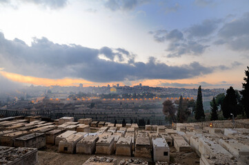 Jerozolima - widok wieczorny z Góry Oliwnej