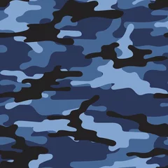 Gordijnen moderne leger vector blauwe camouflage print, naadloos patroon voor kleding hoofdband of print. © keni