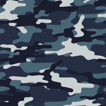 blue modern army vector camouflage print, seamless pattern for clothing headband or print.									