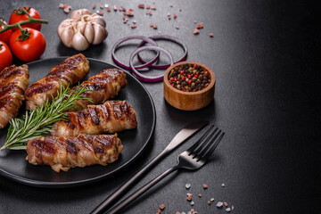 A delicious dish of pork mince wrapped with delicious pieces of bacon