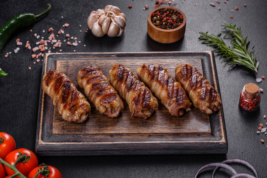 A delicious dish of pork mince wrapped with delicious pieces of bacon