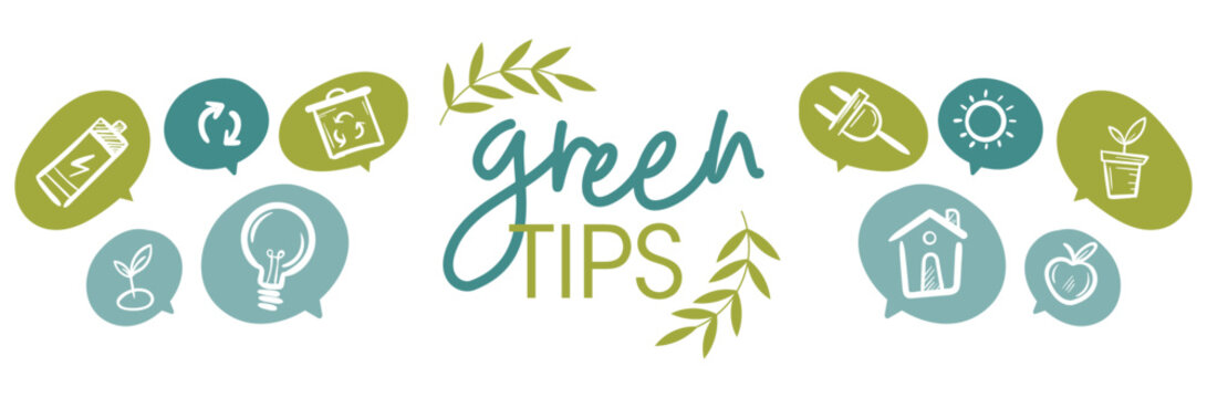 Green tips - banner - natural illustrations and pictos