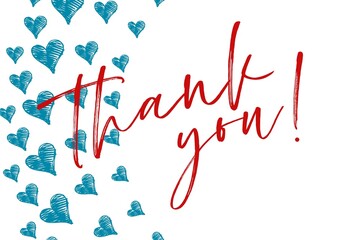 Thank You Card. Hand Written Lettering for Title, Heading, Photo Overlay, Wedding Invitation, Thank You Message. Heart shaped frame with thank you words, elegant thank you card 