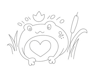 Coloring book for children with the image of a frog. Vector graphics.