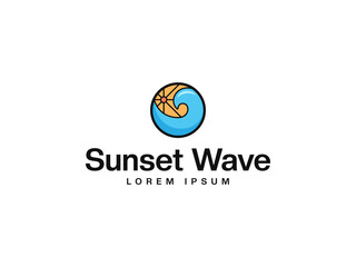 sunset wave logo design. logo template