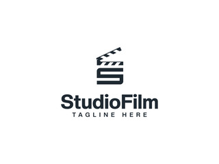 Clapper board film studio letter S logo design. logo template