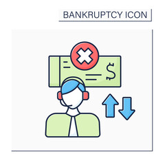 Auction color icon. Selling equipment and assets. Exchange equipment on money. Saving from bankruptcy. Economy collapsed. Bankruptcy concept. Isolated vector illustration 