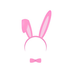 Bunny pink head accessory isolated on white background. Vector illustration