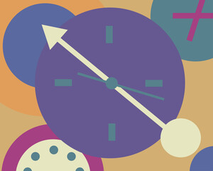 Abstract clock in geometric bauhaus style. Time concept.