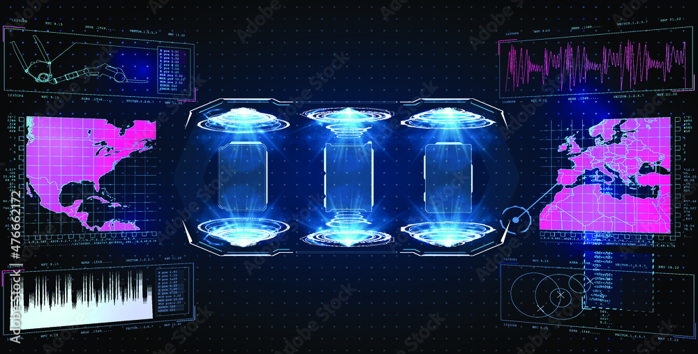 Poster futuristic vector hud interface screen design. digital callouts titles. hud ui gui futuristic user i