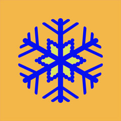 Blue snowflake on a dark beige background. - obrazy, fototapety, plakaty
