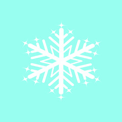 White snowflake on a light blue background. - obrazy, fototapety, plakaty