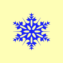 Blue snowflake on a beige background. - obrazy, fototapety, plakaty