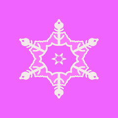 White snowflake on a pink background. - obrazy, fototapety, plakaty