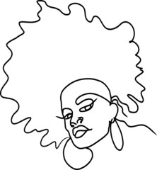 Continuous one line drawing. Abstract portrait - avatar of young a black girl or woman of African appearance in minimalistic modern style.