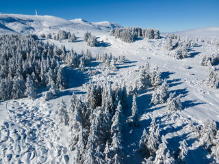 Aerial Winter view of Vitosha Mountain, Bulgaria