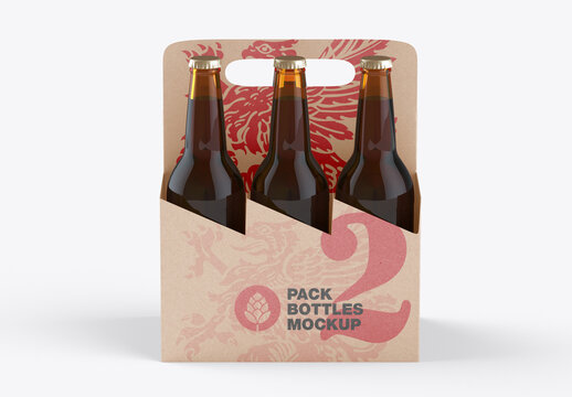 Kraft Paper Pack Beer Bottle Carrier Mockup