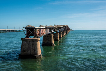 Ruin of an old bridge at the Florida Keys