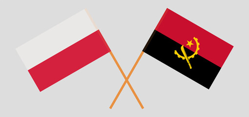 Crossed flags of Poland and Angola. Official colors. Correct proportion