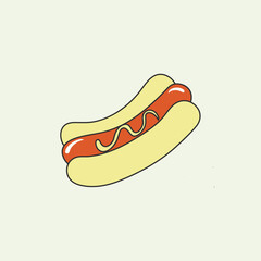 Hotdog. Vector isolated flat illustration fast food for poster, menus, brochure, web and icon fastfood.