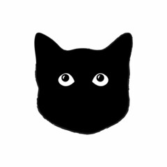black cat head hides and peeps. Sticker on a car or a refrigerator